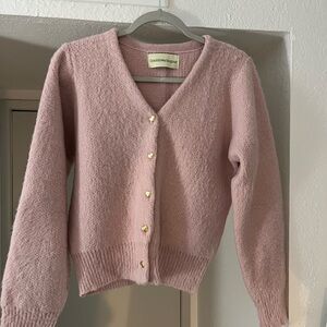 Pink angora cardigan